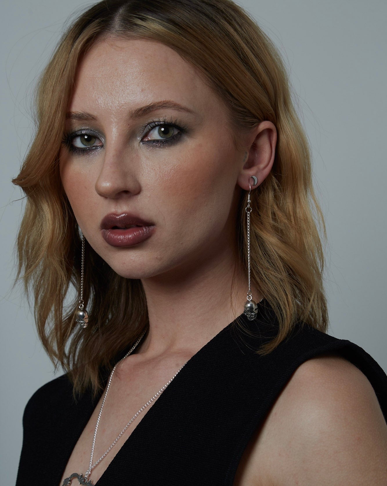 Silver Chain Charm Earrings