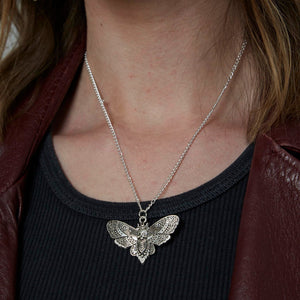 Gothic Giant Moth Charm Necklace