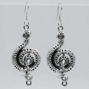 Silver Gothic Python Snake Charm Earrings