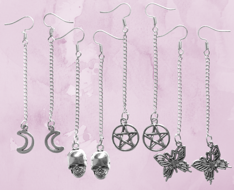 Silver Chain Charm Earrings