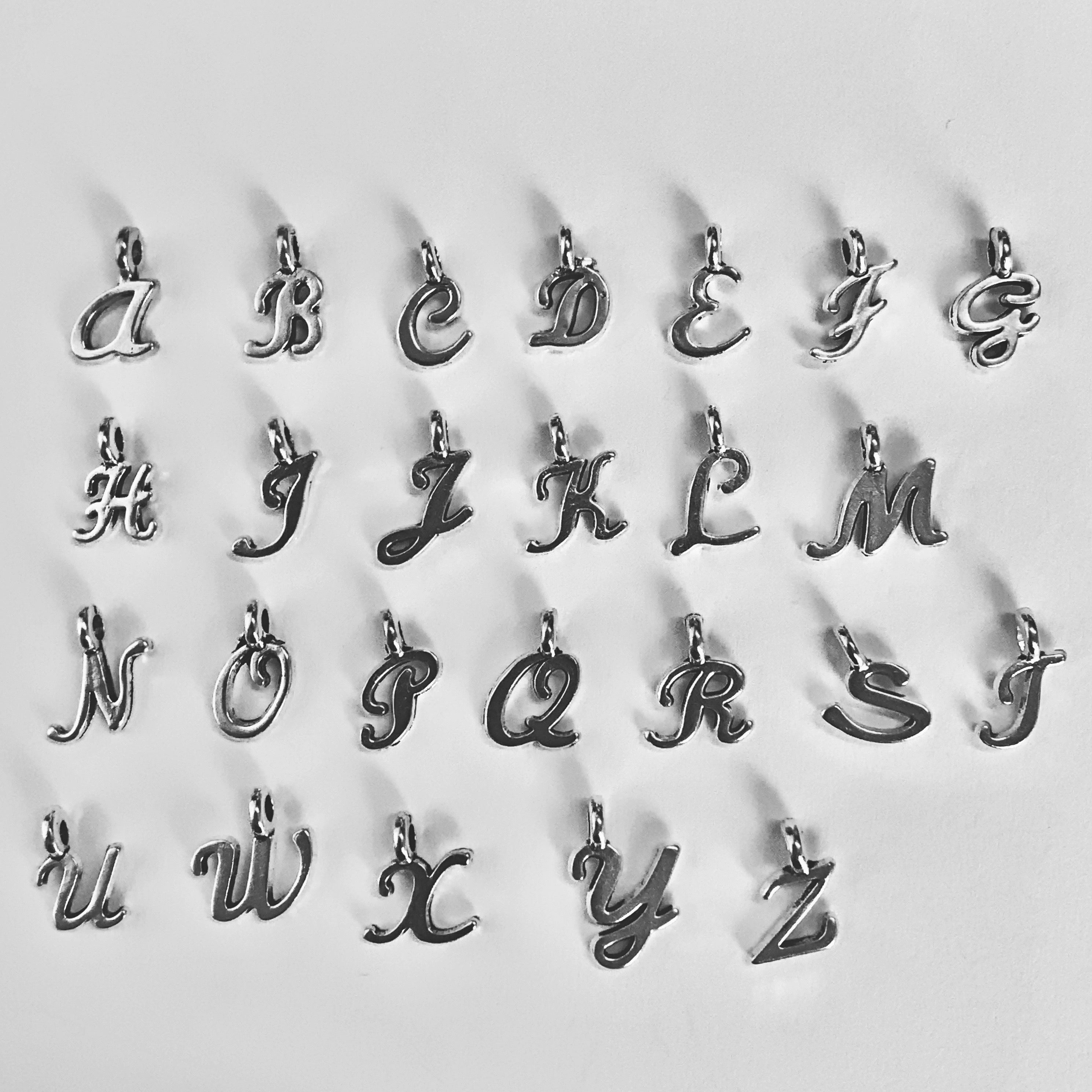 Silver Personalised Initials Necklace - Italics Script Alphabet