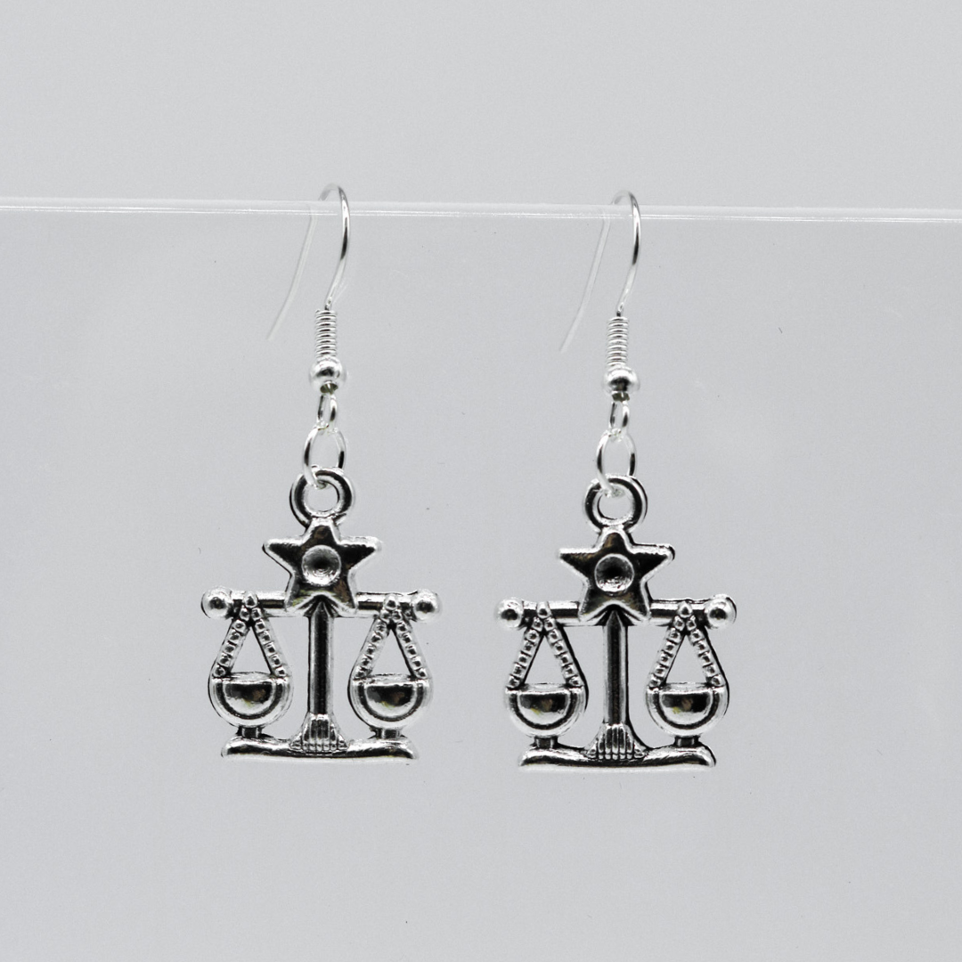 Silver Earrings With Zodiac Symbol Charm