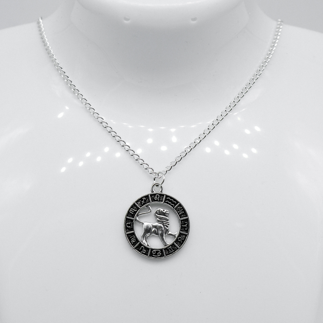 Silver Zodiac Coin Charm Necklace
