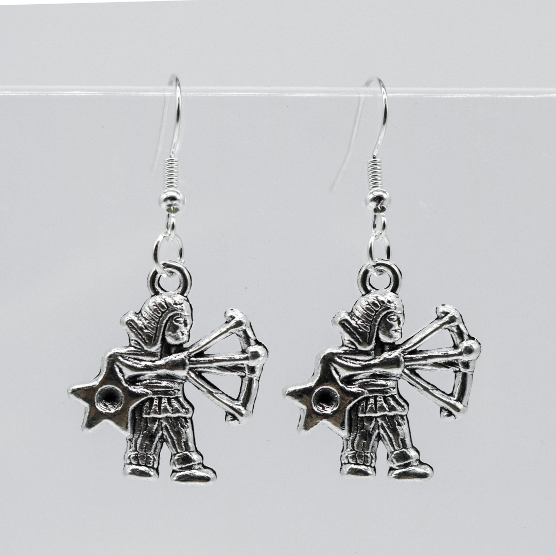Silver Earrings With Zodiac Symbol Charm
