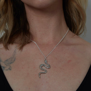 Silver Gothic Python Charm Necklace