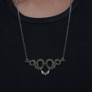 Silver Gothic Double Snake Charm Necklace