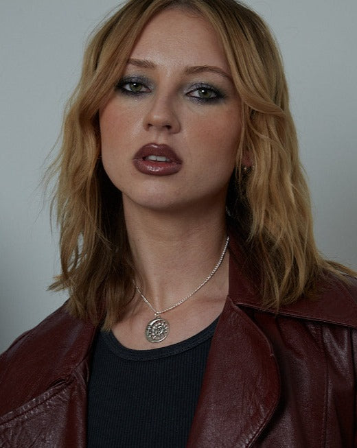 Silver Sun and Moon Charm Necklace