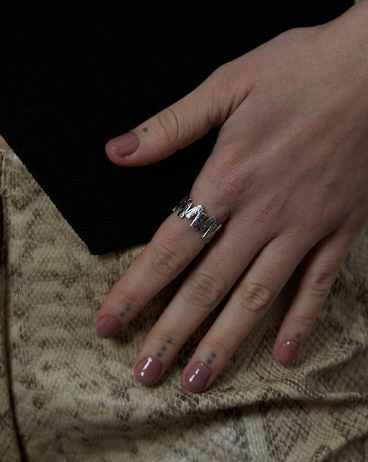 Sterling Silver Square Rune Stonehenge Ring