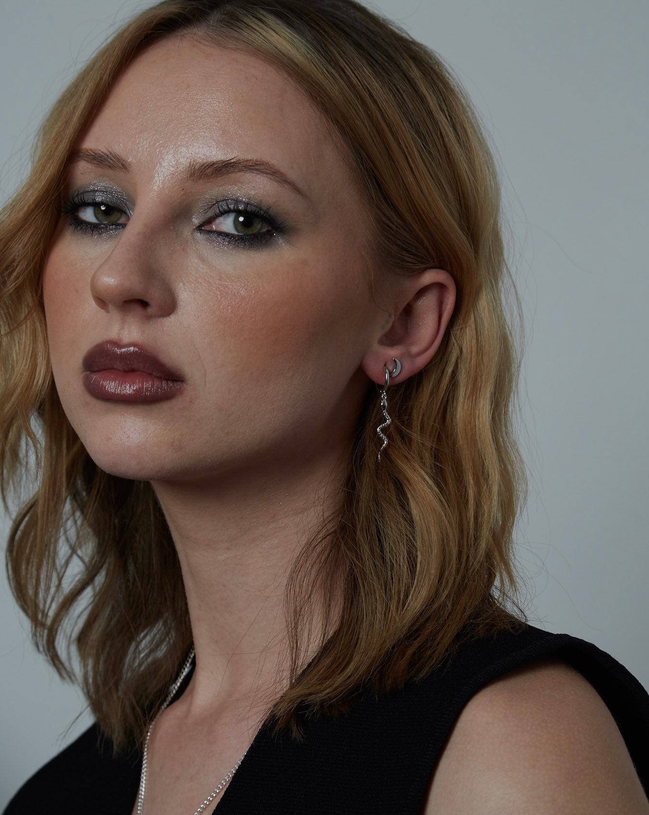 Sterling Silver Snake Drop Charm Earrings