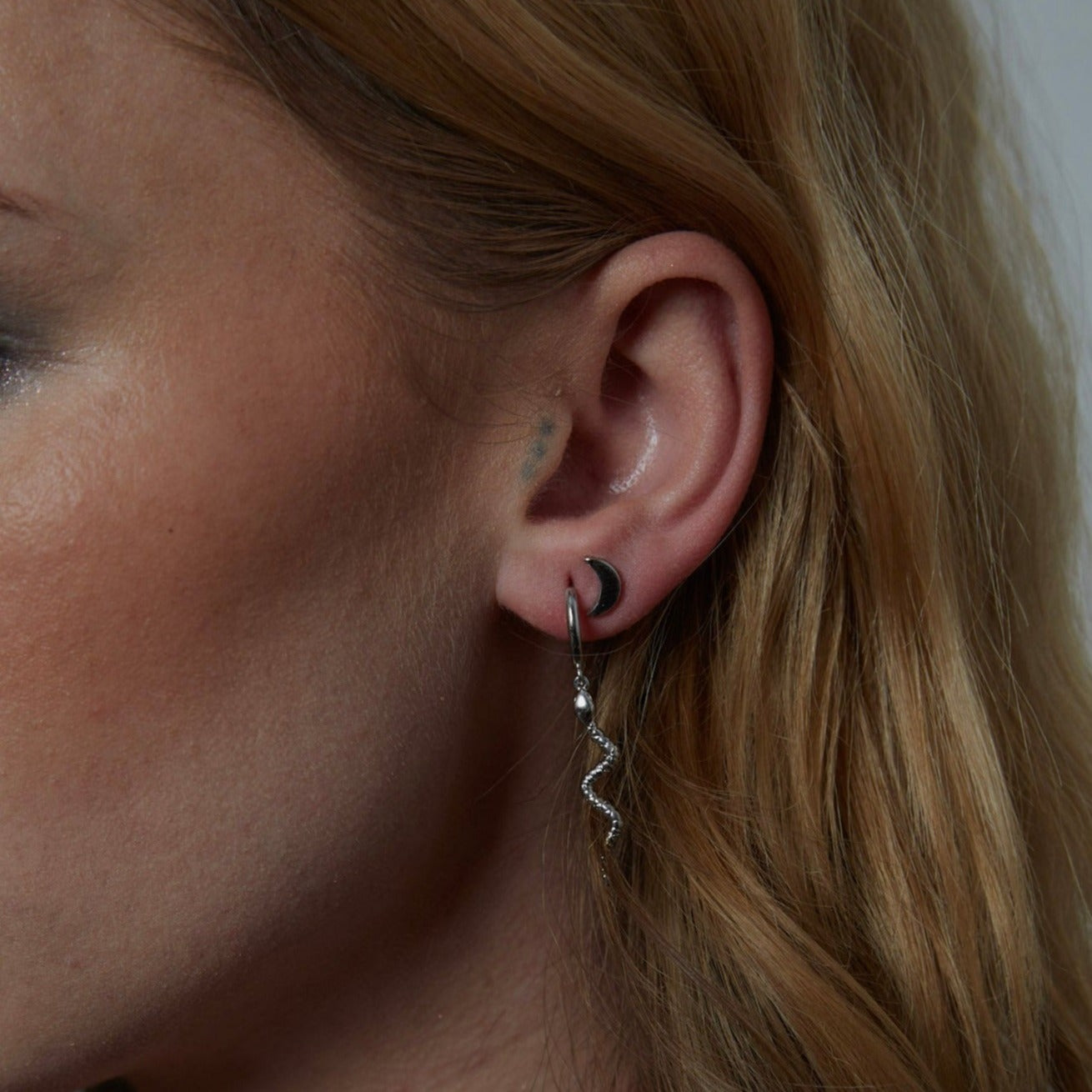 Sterling Silver Snake Drop Charm Earrings