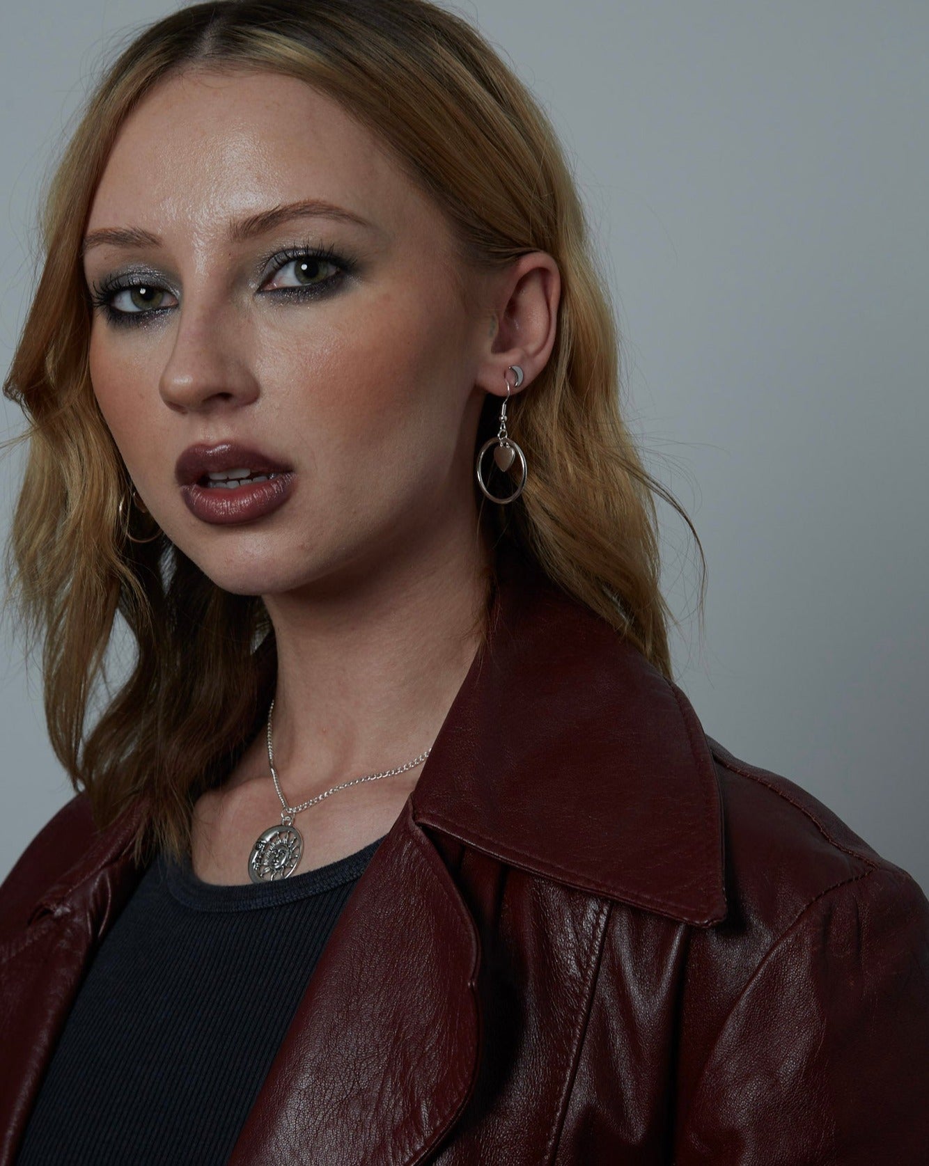 Silver Circle Charm Earrings