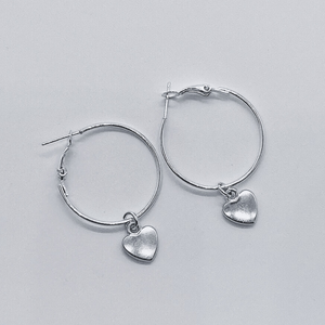 Silver Hoop Earrings With Charm