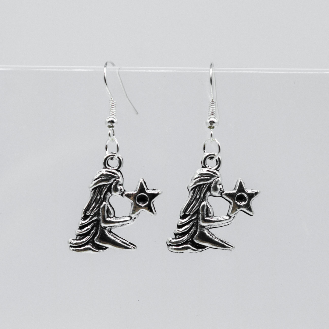 Silver Earrings With Zodiac Symbol Charm