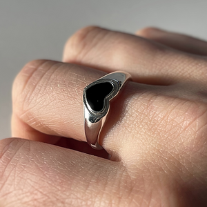Sterling Silver Black Heart Ring