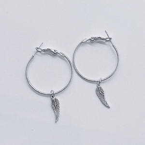 Silver Hoop Earrings With Charm