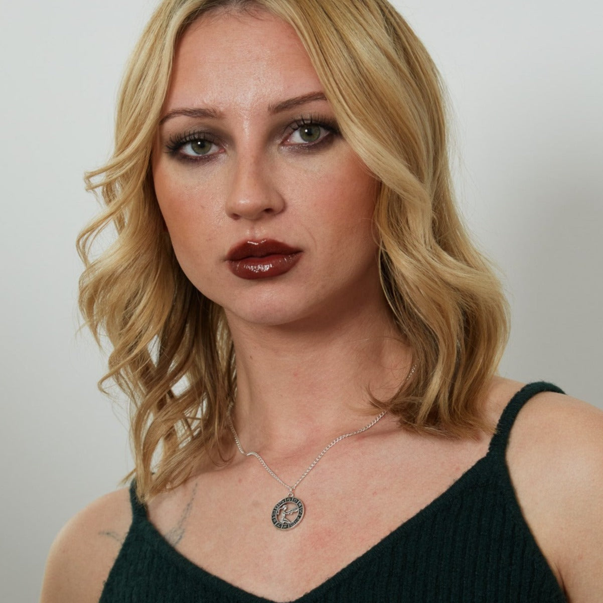 Silver Zodiac Coin Charm Necklace