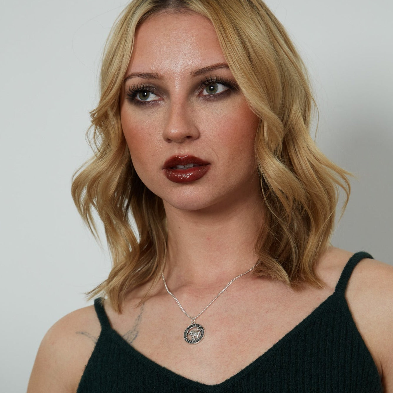 Silver Zodiac Coin Charm Necklace