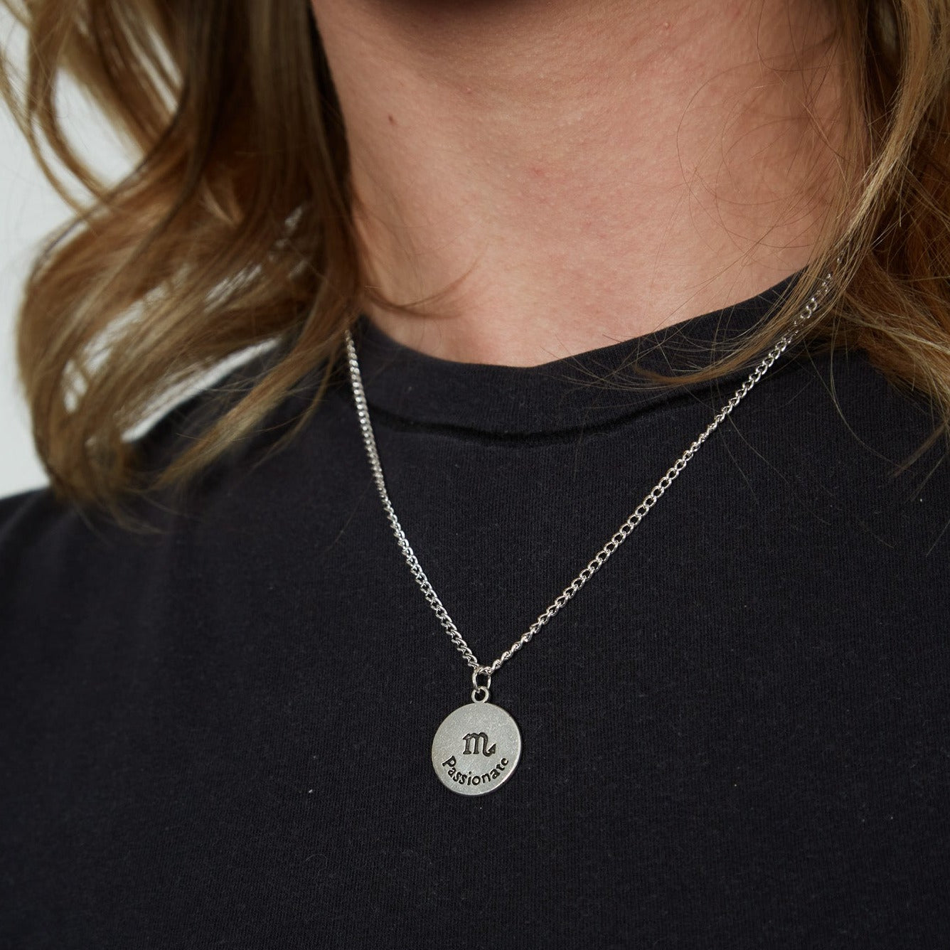 Silver Zodiac Reversible Coin Charm Necklace