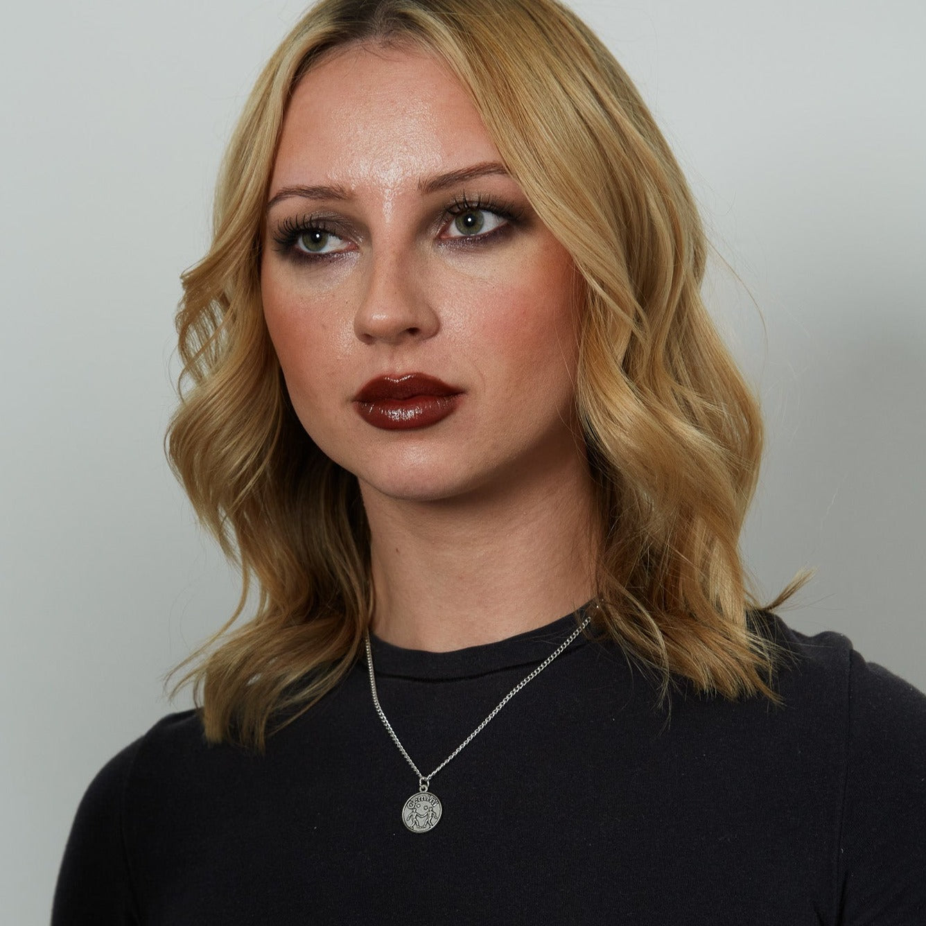 Silver Zodiac Reversible Coin Charm Necklace