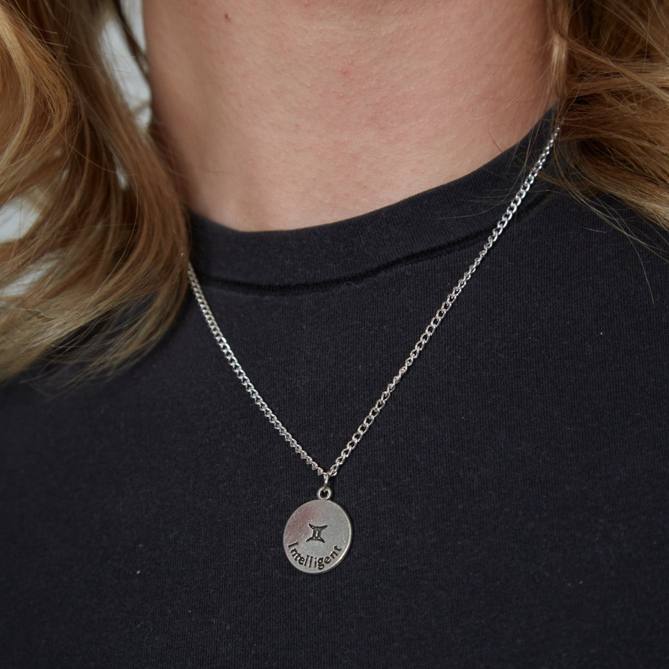 Silver Zodiac Reversible Coin Charm Necklace