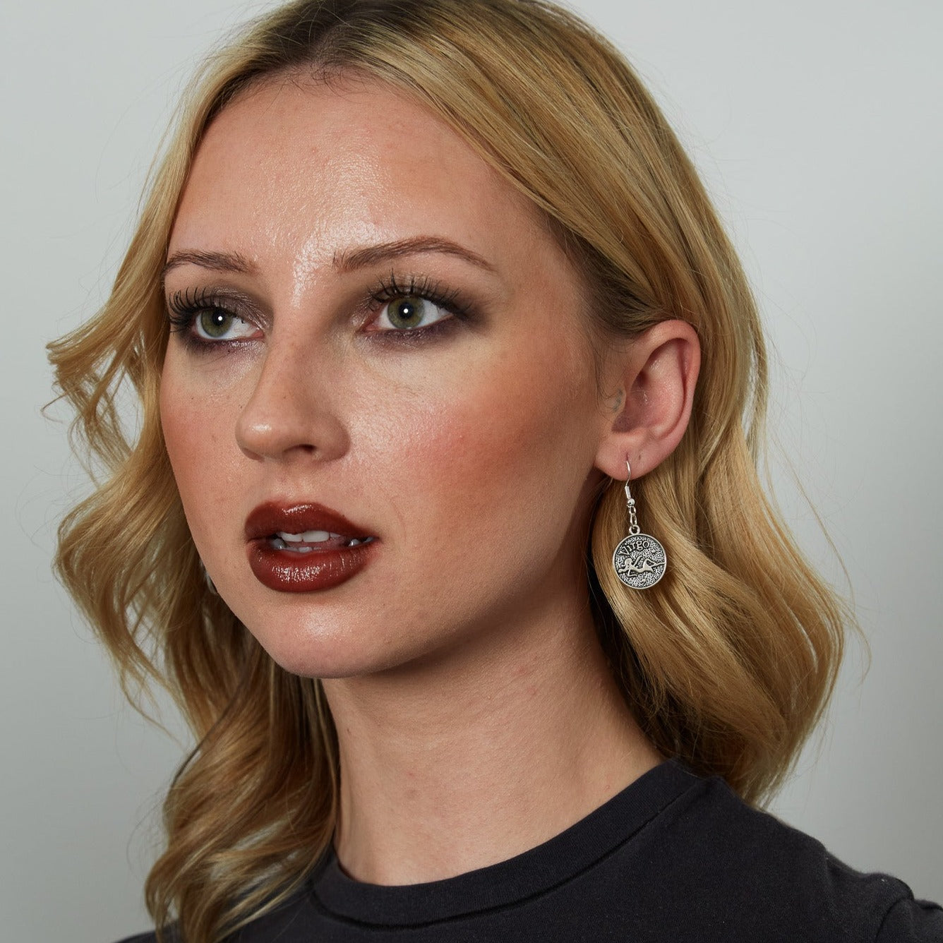 Silver Earrings With Reversible Zodiac Coin Charm