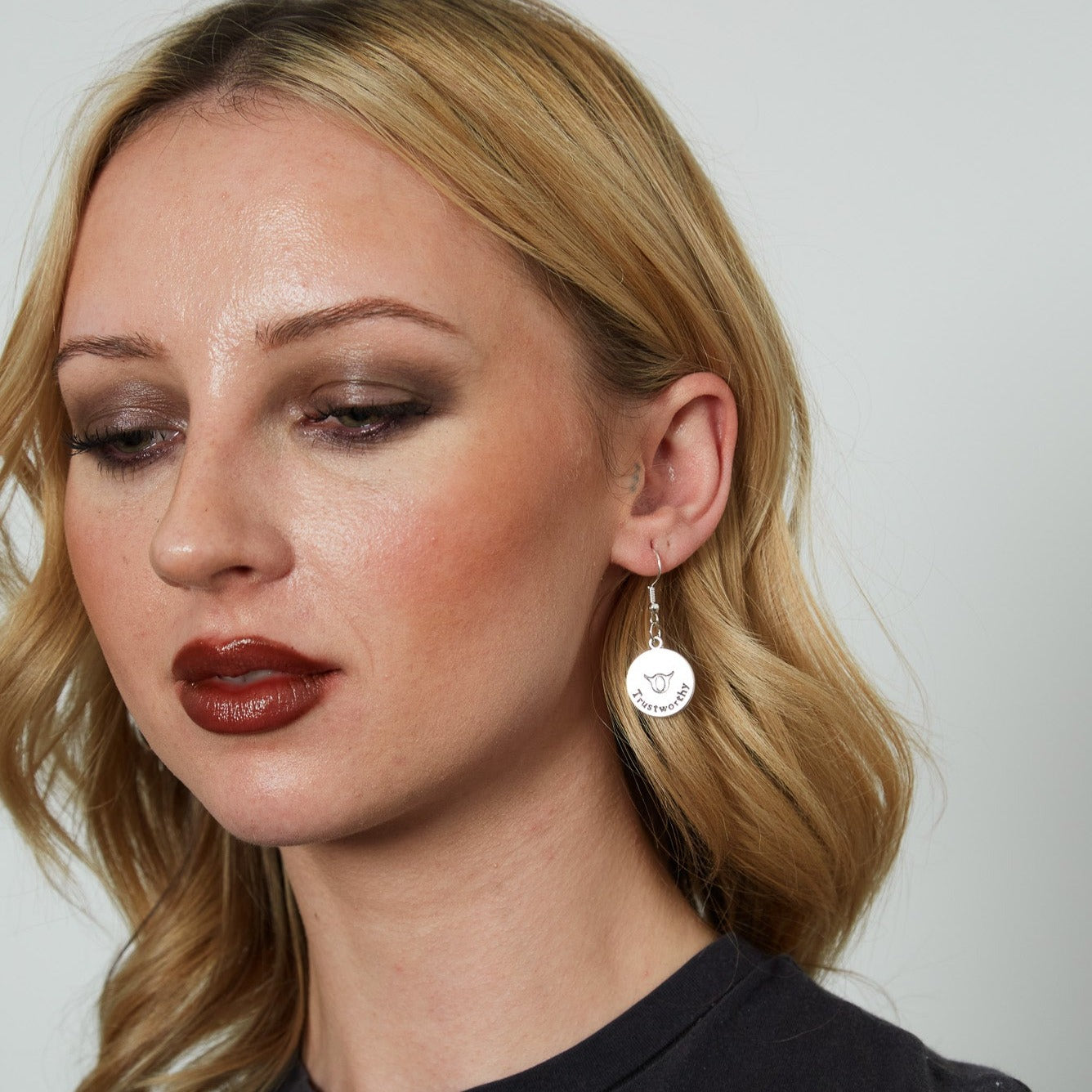 Silver Earrings With Reversible Zodiac Coin Charm