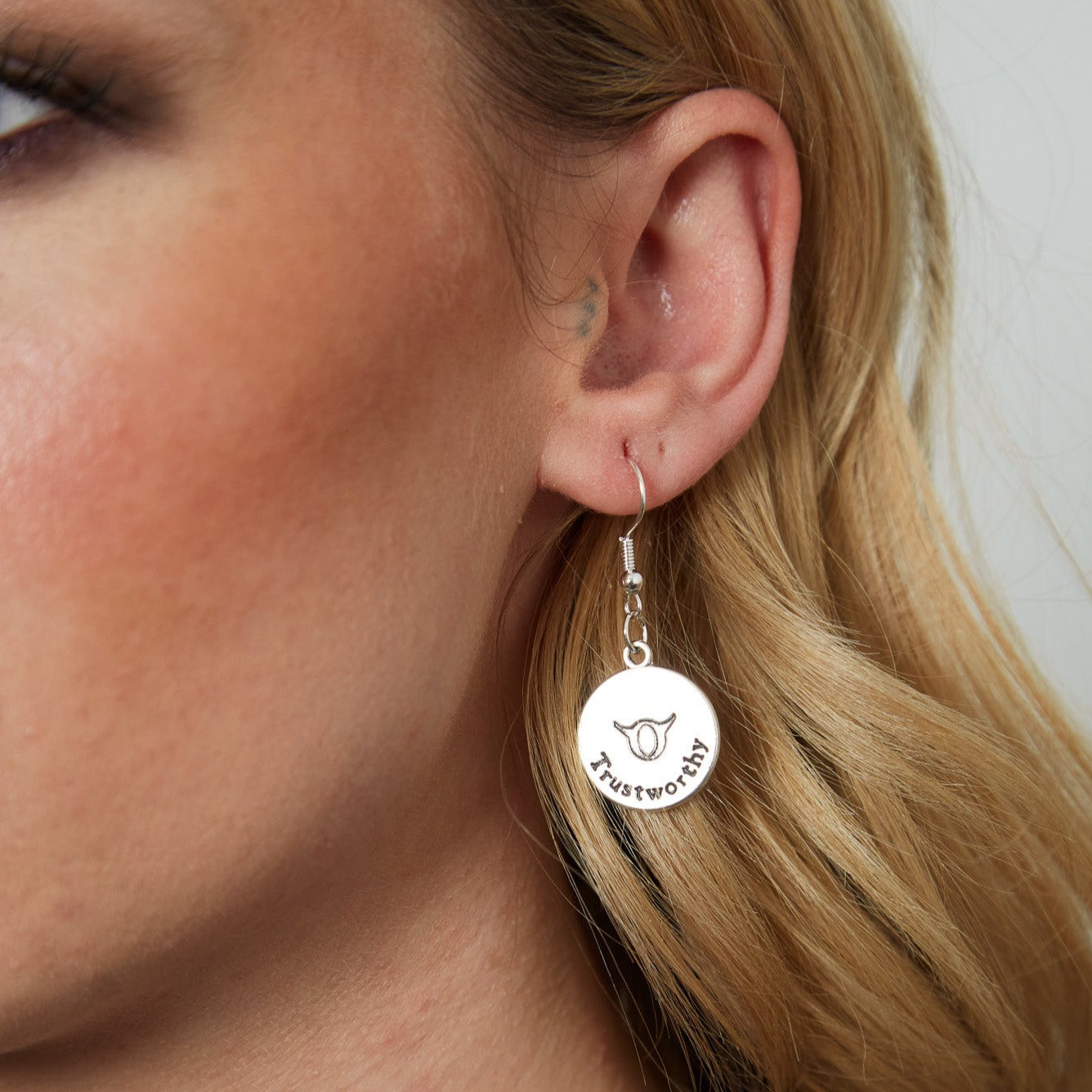 Silver Earrings With Reversible Zodiac Coin Charm