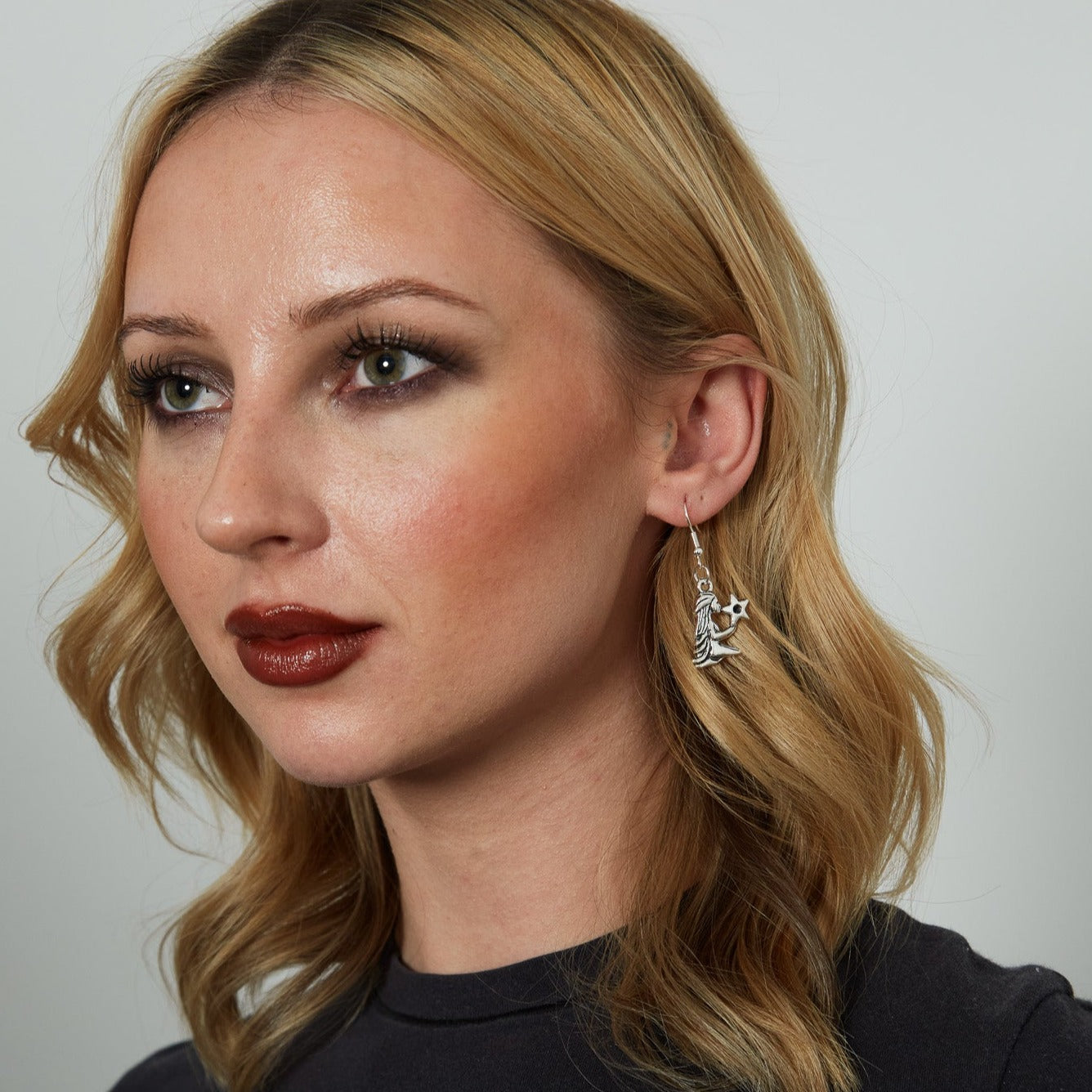 Silver Earrings With Zodiac Symbol Charm