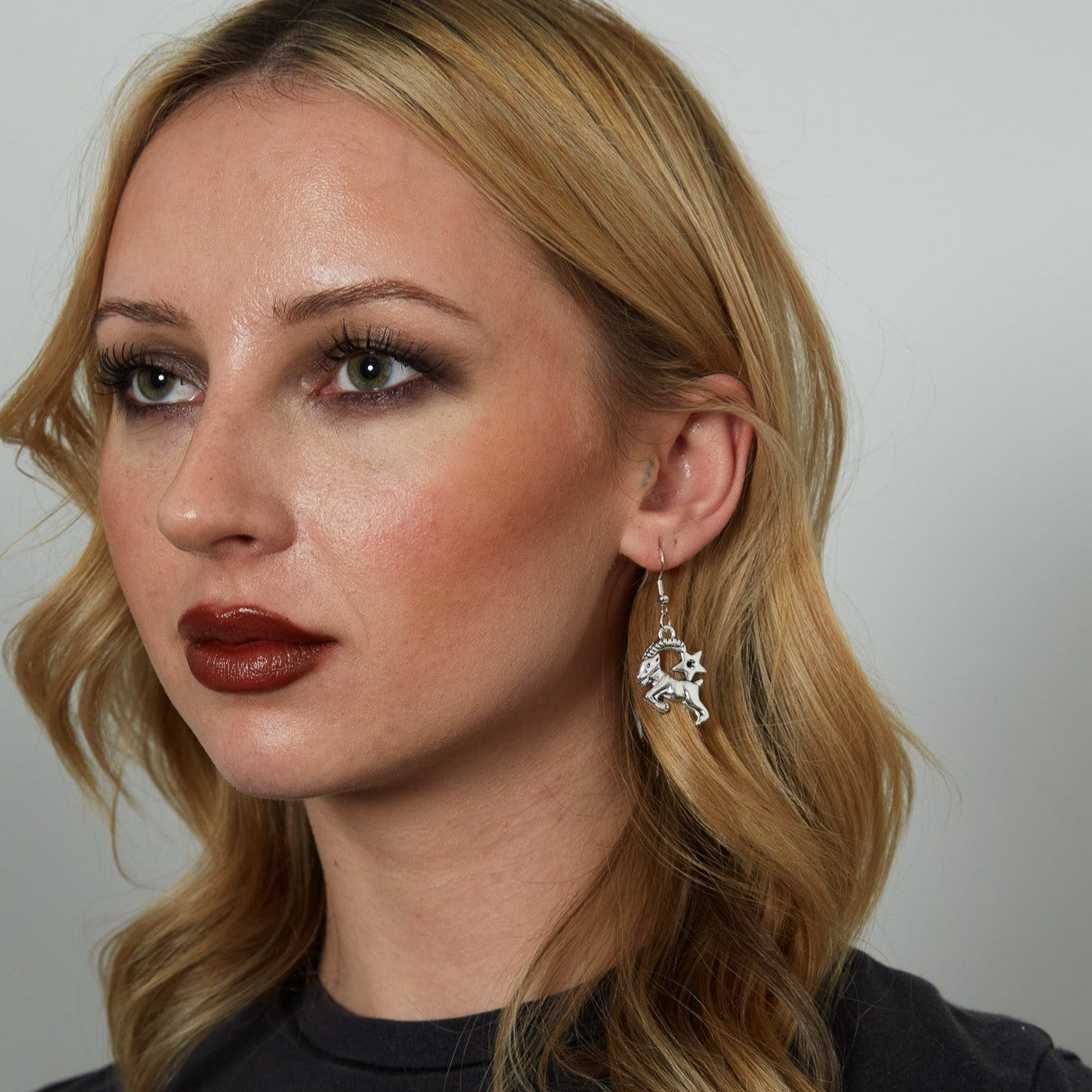 Silver Earrings With Zodiac Symbol Charm