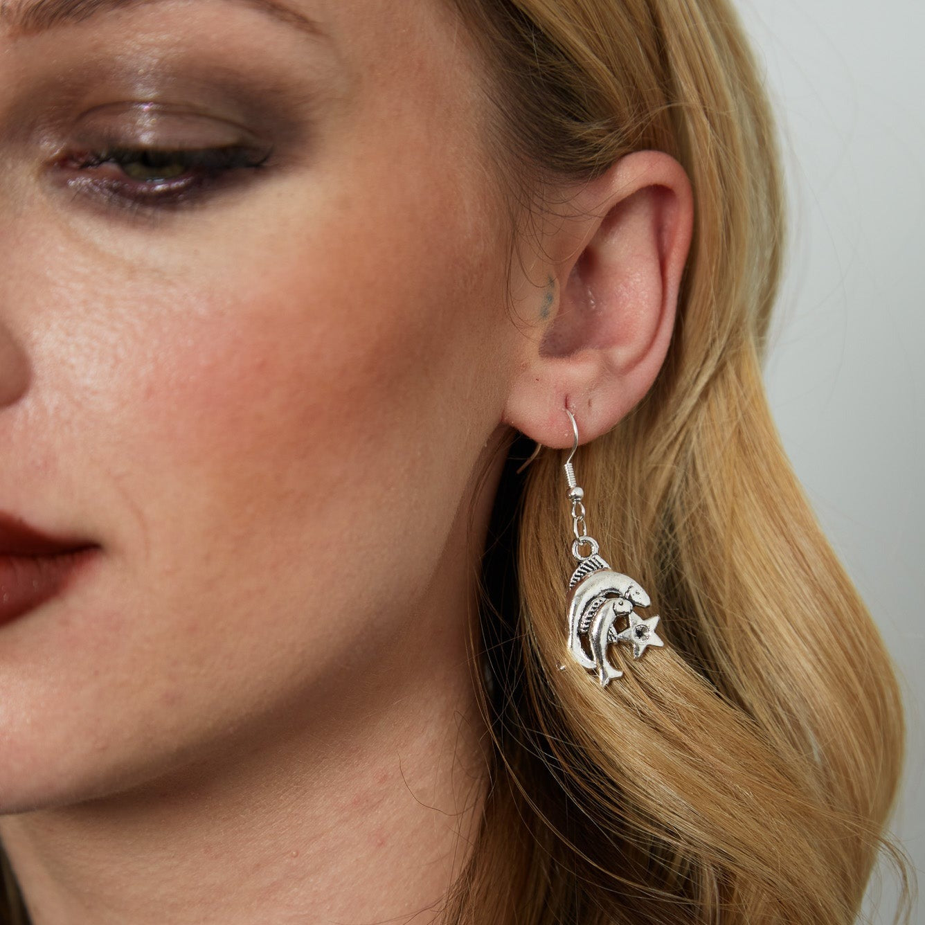 Silver Earrings With Zodiac Symbol Charm