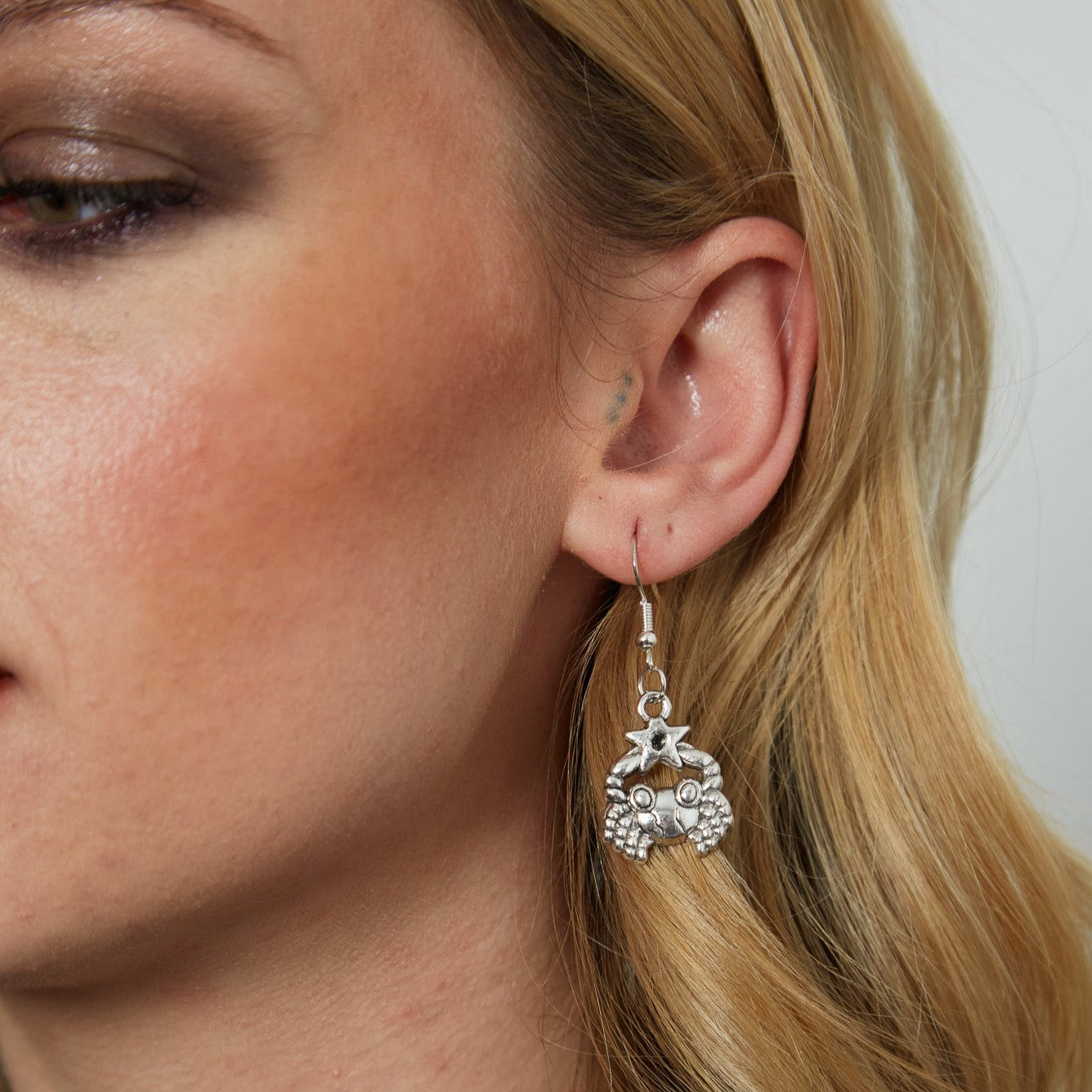 Silver Earrings With Zodiac Symbol Charm