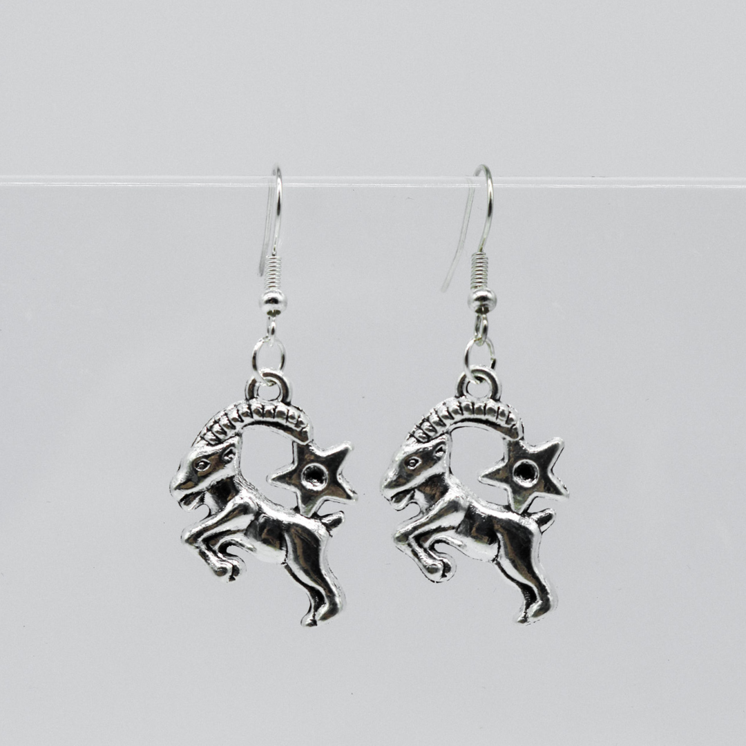 Silver Earrings With Zodiac Symbol Charm