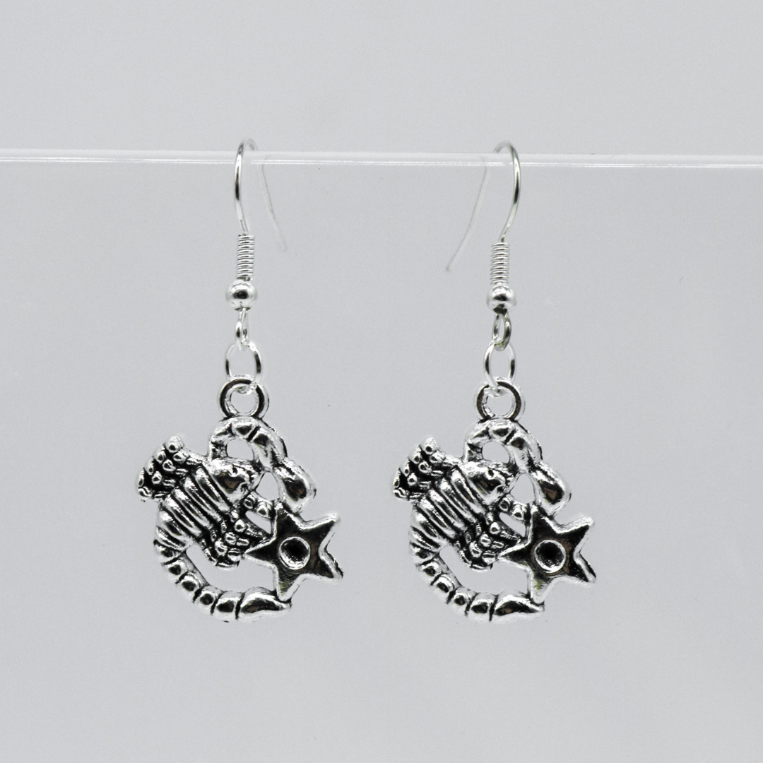 Silver Earrings With Zodiac Symbol Charm