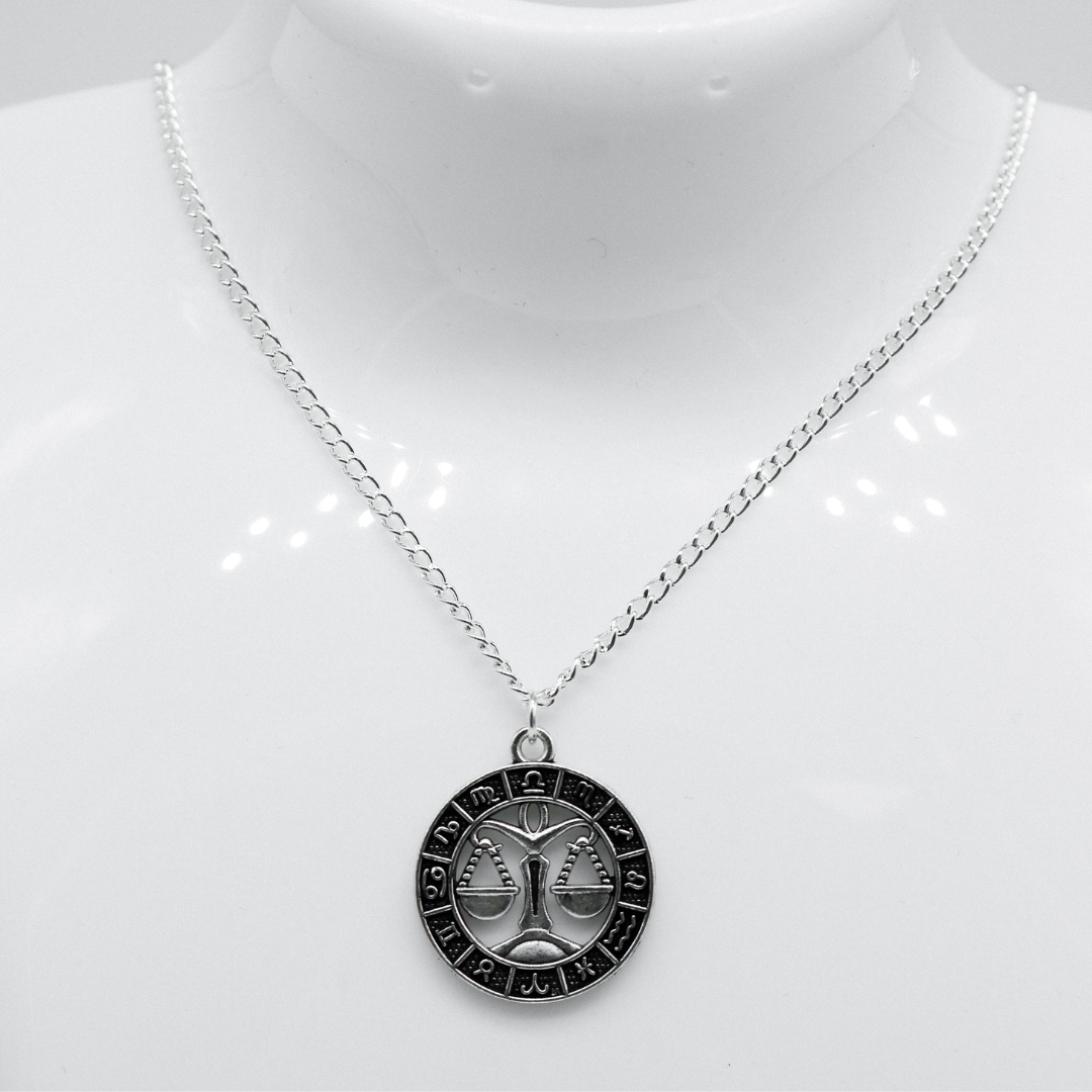 Silver Zodiac Coin Charm Necklace