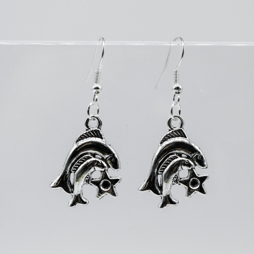 Silver Earrings With Zodiac Symbol Charm