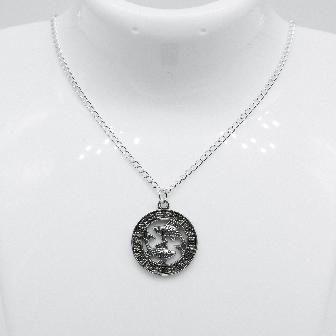 Silver Zodiac Coin Charm Necklace