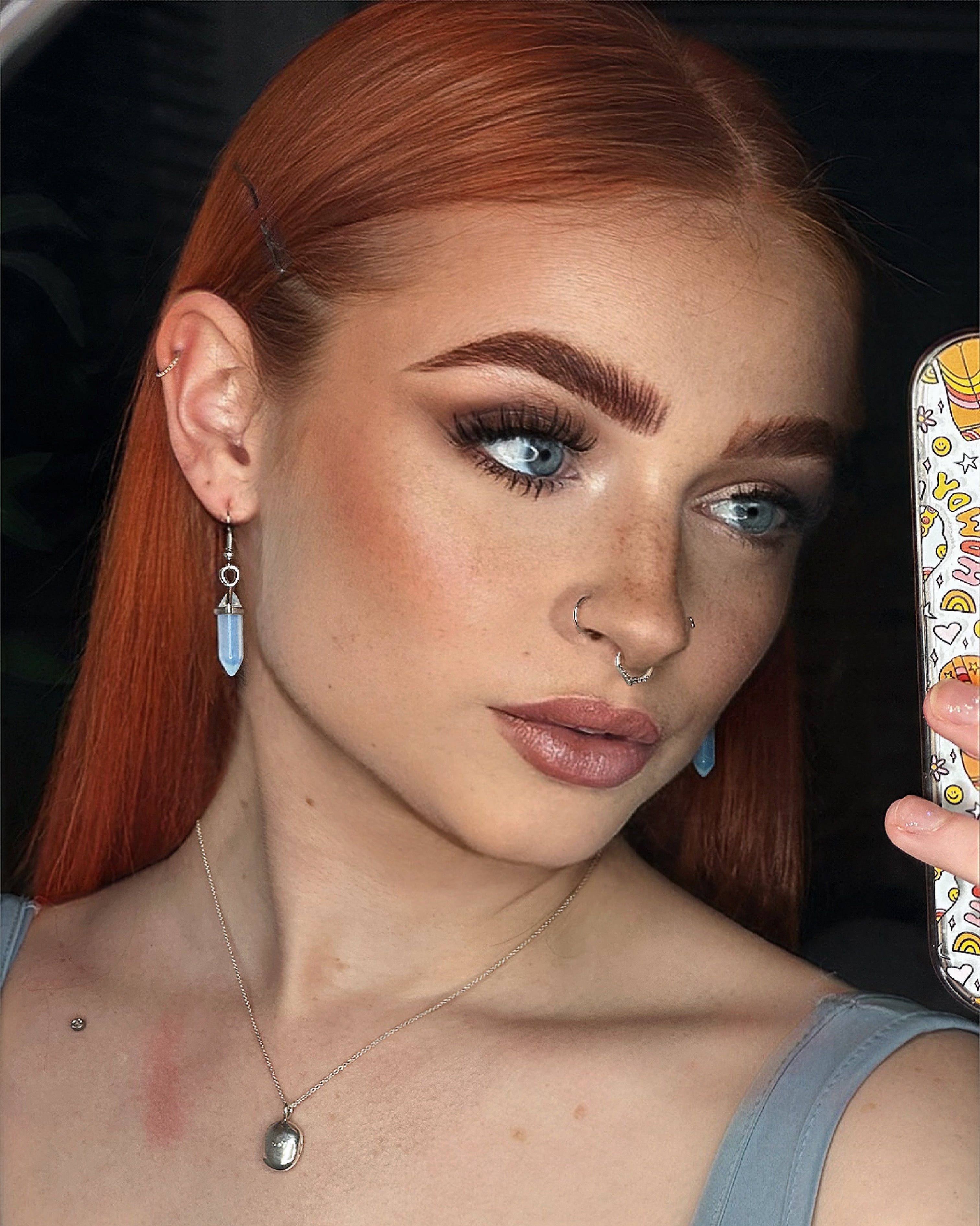 Silver Opal Crystal Drop Charm Earrings