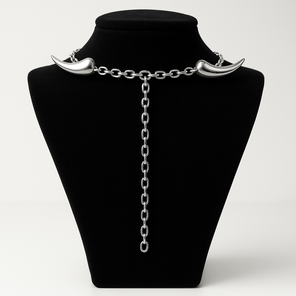 Gothic Silver Teardrop Statement Choker Necklace