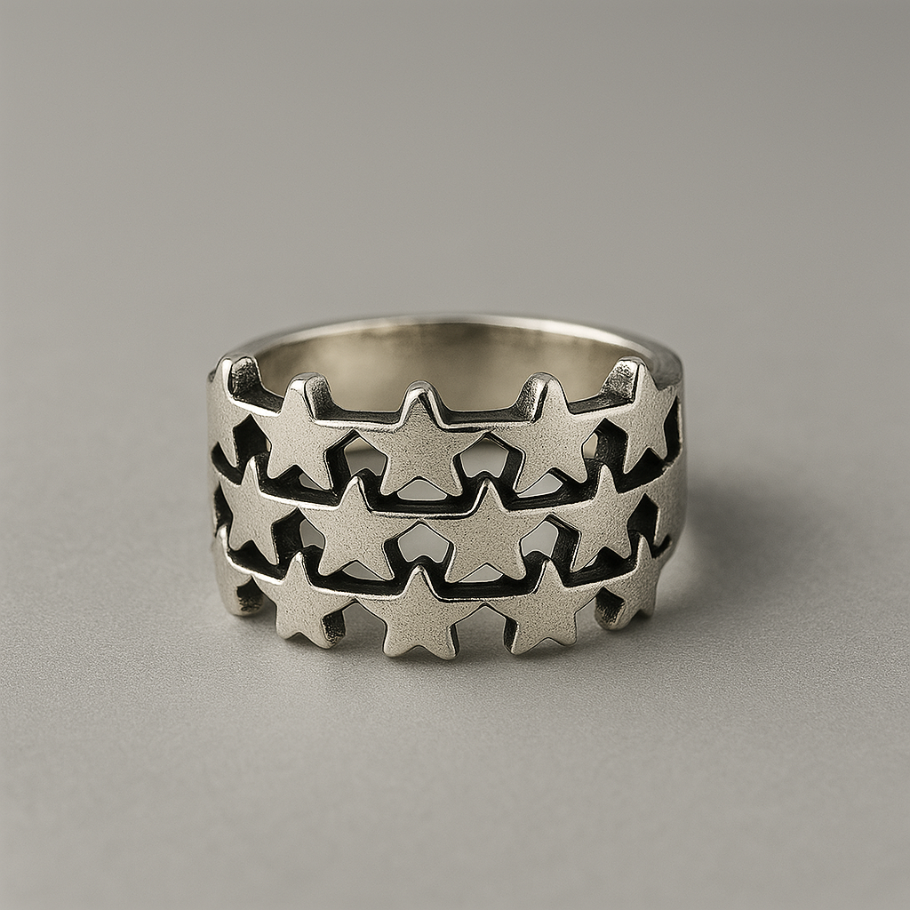 Sterling Silver Stars Band Ring