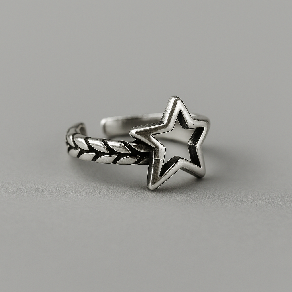 Sterling Silver Textured Star Ring