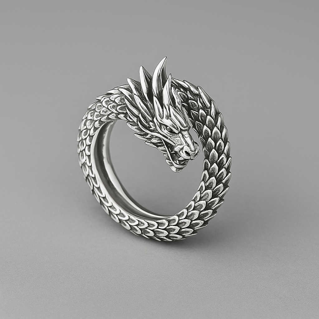 Sterling Silver Scaled Dragon Ring