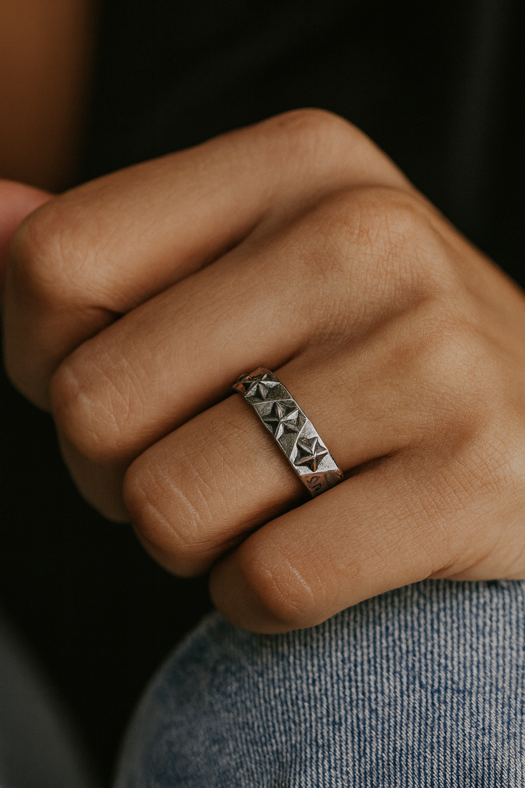 Sterling Silver Stars Adjustable Ring