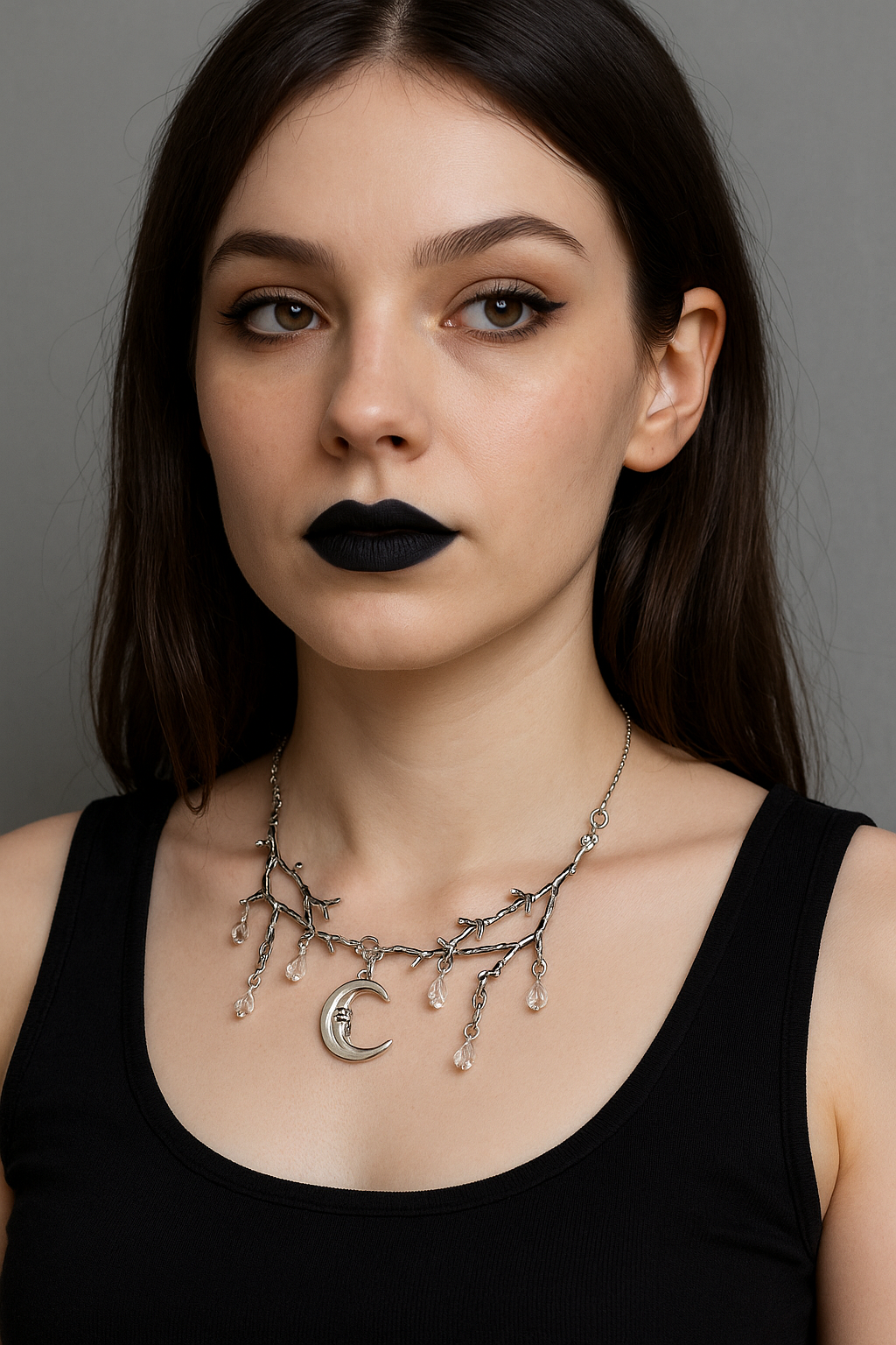 Moonlit Branches Crystal Drop Necklace