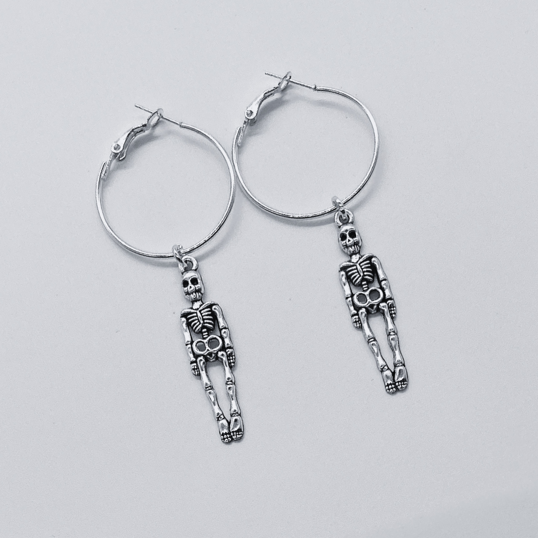 Silver Hoop Earrings With Charm