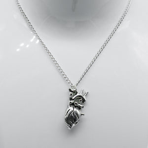 Silver Anatomical Heart Charm Necklace