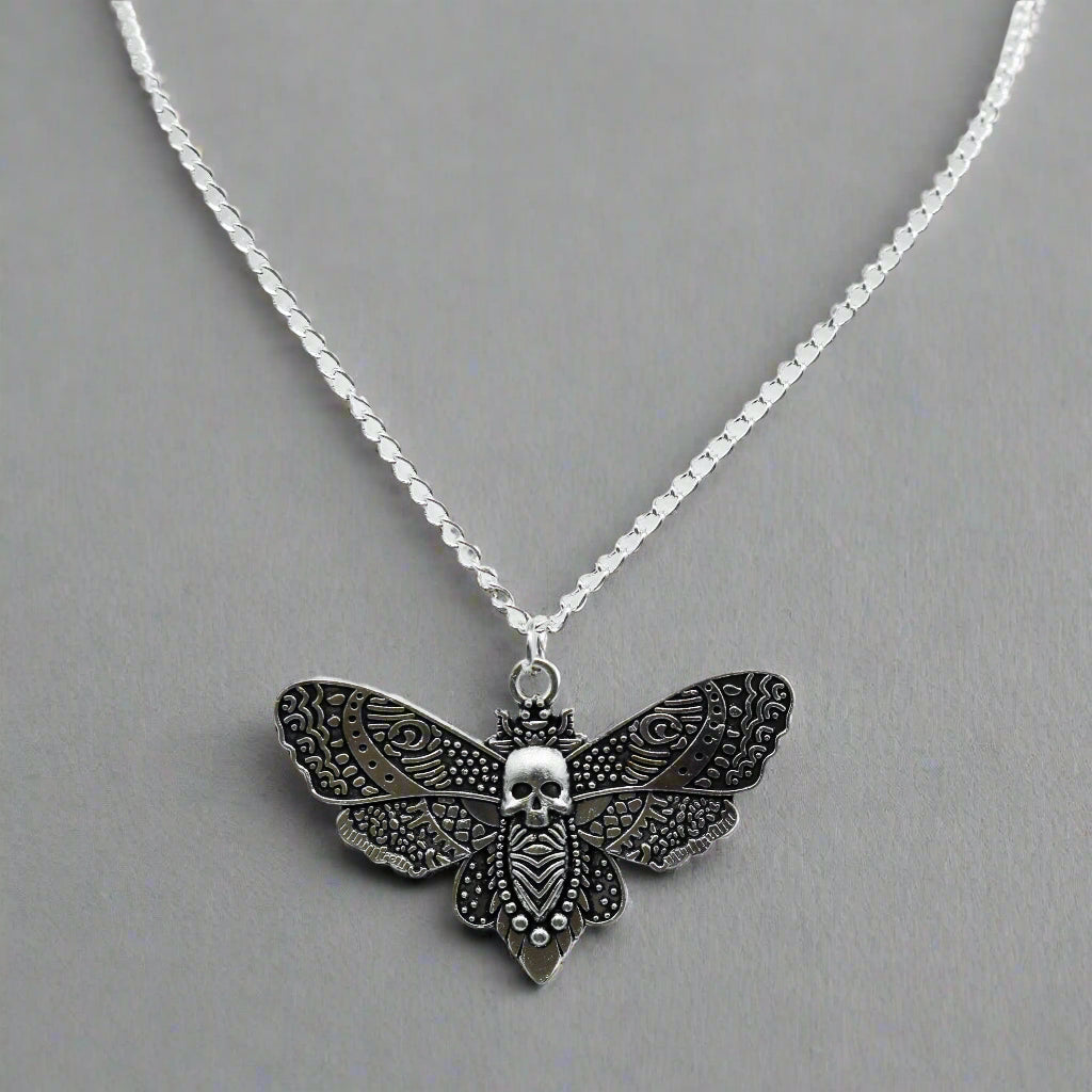 Gothic Giant Moth Charm Necklace