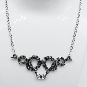 Silver Gothic Double Snake Charm Necklace