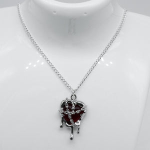 Silver Red Resin Melting Heart Charm Necklace