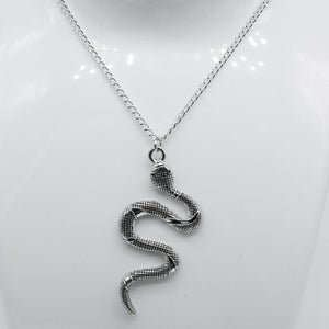 Large Silver Snake Charm Necklace