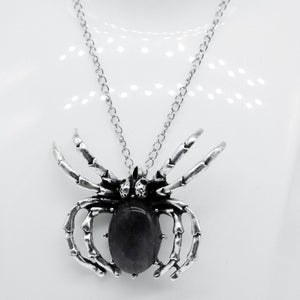 Silver Amethyst Spider Charm Necklace